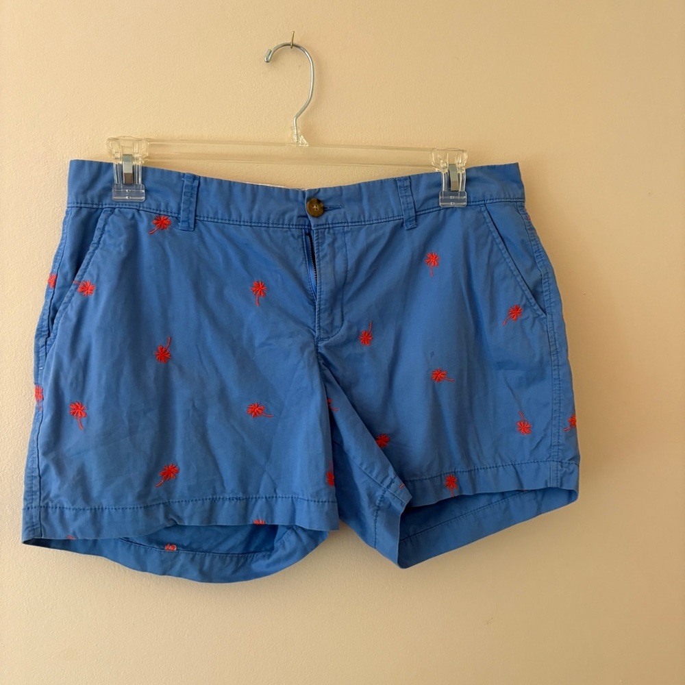 Old Navy Blue Red Embroidered Palm Tree Chino Shorts Women’s Size 12